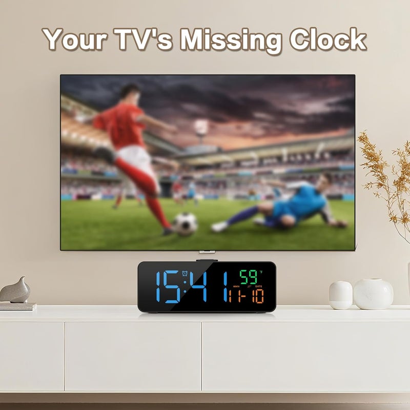 Netzu 3-in-1 Digital Clocks for Living Room with Temperature, Date & Time Display - 4 Levels Birghtness, 3 Volumes, Small & Compact Plug-in Alarm Clock for Bedroom, Office (Blue) - Image 4
